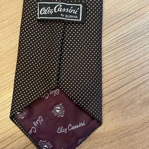 Oleg Cassini by Burma Dark Brown/Black Micro Dot Geometric Silk Necktie